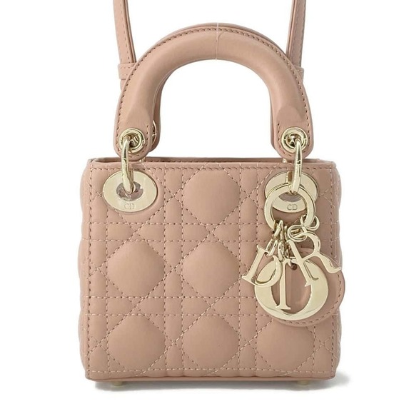 Dior Handbags - Christian Dior Lady Dior Cannage Micro Lambskin 2WAY Shoulder Bag Black
